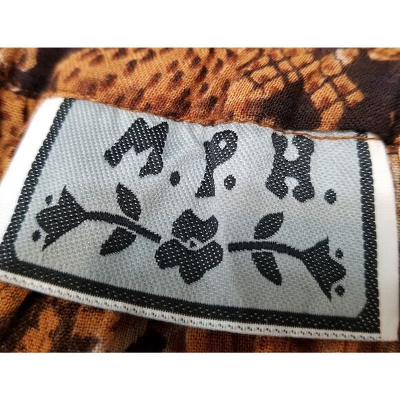 M.P.H. Animal Print Blouse & Midi Skirt Set Button Up Pull On Rayon Size 1X - Picture 7 of 9